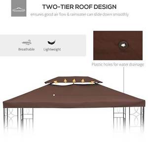 13' x 10' 2 Tier Gazebo Canopy Top Cover Replacement Garden Patio Brown