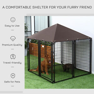 Lockable Dog Kennel with Water-resistant Roof for Small and Medium Sized