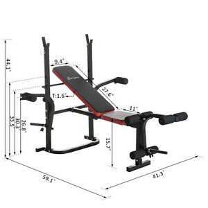 59" Multi-Function Adjustable Weight Training Bench Gym Fitness Lifting Bench