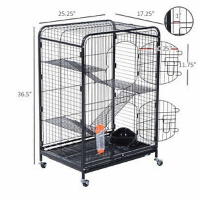 37" Pet Cage Portable Kennel Steel Rabbit Guinea Pig Cage Small Animal House BK