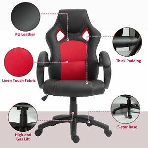 Office Chair Racecar Style Gaming High Back Executive Adjustable Swivel Seat