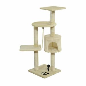 44" Scratching Cat Tree Multi Level Activity Center Kitty Condo Furniture Beige