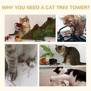 18" Cat Scratching Tree Kitten Towers Activity Center Pet Post Beige