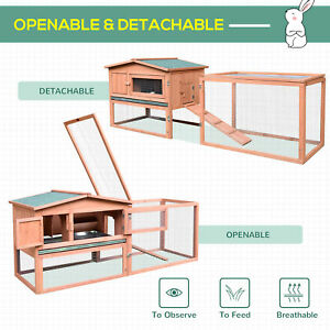 Wooden Rabbit Hutch Bunny Cage  Guinea Pig House Pet Supply