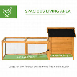 2-Tier Wooden Chicken Coop with Removable Tray, Nesting Box, Outside Run, Ramp