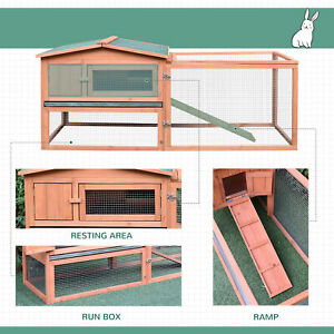 Wooden Rabbit Hutch Bunny Cage  Guinea Pig House Pet Supply