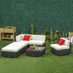 6 PCS Outdoor PE Rattan Sofa Sectional Patio Furniture Set w/Cushion