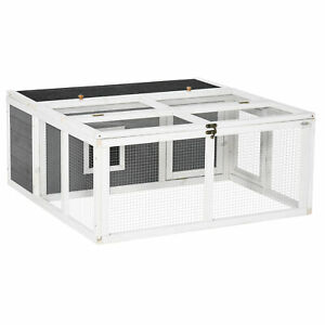 Wooden Rabbit Hutch Small Animal Cage Pet Run with Openable Roof Grey
