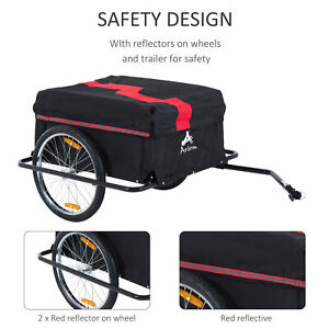 Folding Bike Cargo Trailer w/ Rain Cover Bicycle Large Carrier Cart Yard Patio