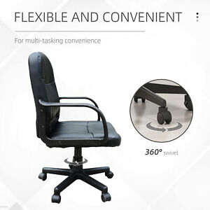 Office Chair PU Leather Ergonomic Conference Adjustable Height Black