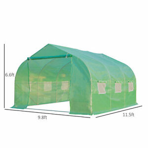 11.5x10ft Walk-In Greenhouse Plant Grow Tent Portable Garden Green