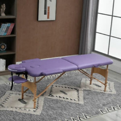 3 Section Massage Table Spa Facial Bed Adjustable Foldable Purple