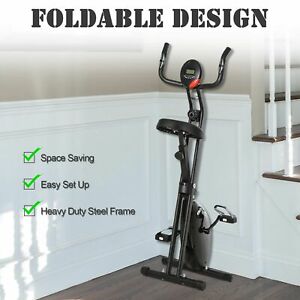 Foldable Exercise Bike Upright Fitness Bike 8-Level Resistance Cardio Workout