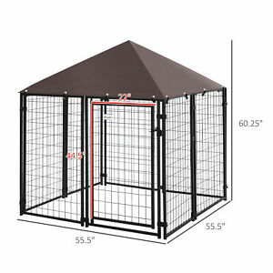 Lockable Dog Kennel with Water-resistant Roof for Small and Medium Sized