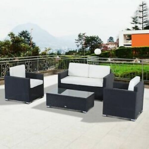 4pcs Rattan Wicker Sofa Set Garden Patio Furniture w/ Cushion