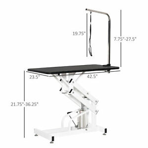 PawHut Professional Z - Lift Hydraulic Pet Dog Grooming Table with Arm Black