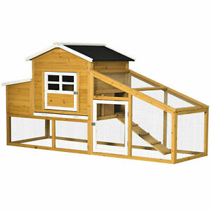 Outdoor Pet House Chicken Coop with Removable Tray, Nesting Box, Run, Ramp