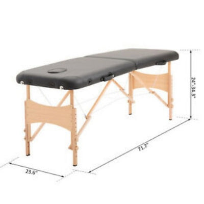 2 Section Massage Table Bed Spa Facial Couch Table Foldable w/ Carry Case