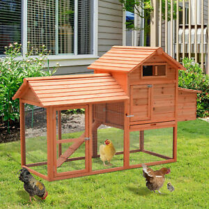 82" Deluxe Backyard Wood Chicken Coop Poultry Habitats Hutch House