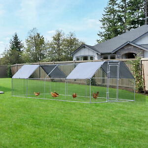 Large Metal Walk-In Chicken Coop Run Cage Outdoor Cover