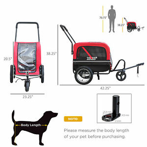 2-In-1 Dog  Bicycle Trailer / Stroller Pet Carrier with 360 Swivel Wheel, Hitch,