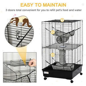 Small Animal Cage Habitat Pet Play House for Ferret w/ Wheels Hammocks Tunnels