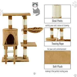 38” Cat Activity Tree Tower Kitten Center Scratching Pet Furniture Brown