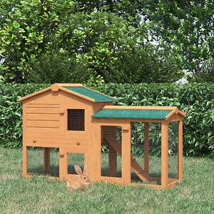 Large Rabbit Hutch Chicken Coop Guinea Cage Wooden Pet House