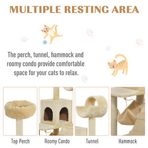 52” Scratching Cat Tree Condo Pet Kitten Furniture Activity Center Beige