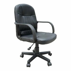 Office Chair PU Leather Ergonomic Conference Adjustable Height Black