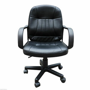 Office Chair PU Leather Ergonomic Conference Adjustable Height Black