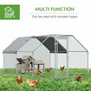 Large Metal Walk-In Chicken Coop Run Cage Outdoor Cover