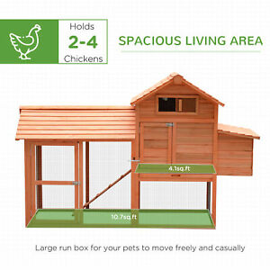 82" Deluxe Backyard Wood Chicken Coop Poultry Habitats Hutch House