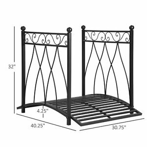 Decorative Garden Bridge Arc Footbridge with Guardrails for Pond Stream Creek