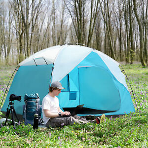 Camping Tent for 4 Person w/ Portable Carry Bag Family Tent for Hiking Travel