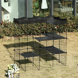 Pet Playpen DIY Small Animal Cage w/ Door Ramp Indoor Outdoor for Cat Pet Mink