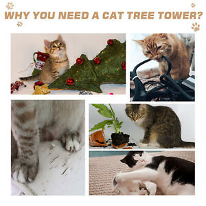 38” Cat Activity Tree Tower Kitten Center Scratching Pet Furniture Brown