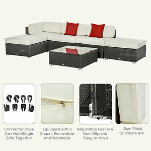 6 PCS Outdoor PE Rattan Sofa Sectional Patio Furniture Set w/Cushion