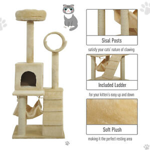 52” Scratching Cat Tree Condo Pet Kitten Furniture Activity Center Beige