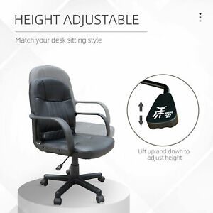 Office Chair PU Leather Ergonomic Conference Adjustable Height Black