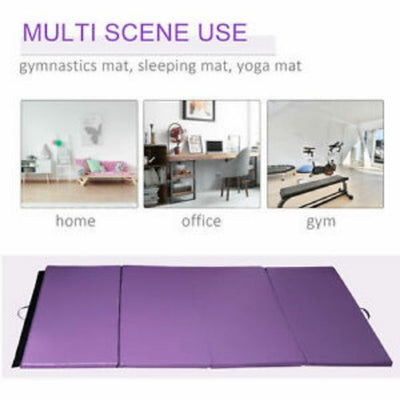 4'×8'×2'' Folding Exercise Mat Floor Gym Mat Fitness Yoga Pad PU Leather