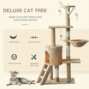 52" Multi-Level Cat Tree Kitty Activity Center Scratcher Tower Condo Beige