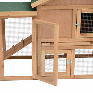 80 inch Wood Chicken Coop Poultry Hen House w/ Run Nesting Box Backyard