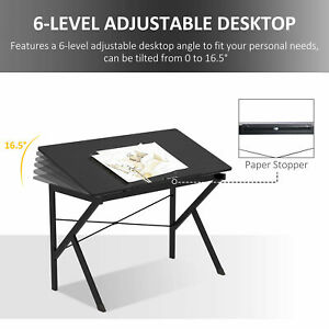 Adjustable Drafting Table Art Craft Hobby Desk Tiltable Tabletop Black