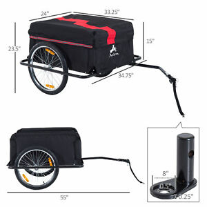 Folding Bike Cargo Trailer w/ Rain Cover Bicycle Large Carrier Cart Yard Patio