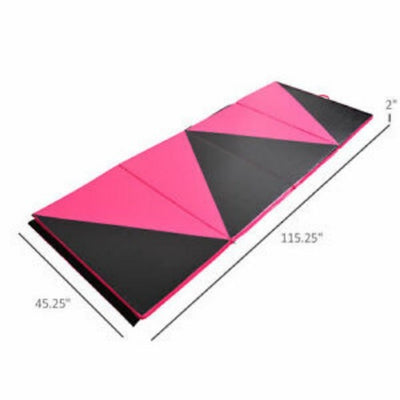 4'x10'x2" PU Leather Gymnastics Tumbling Mat Arts Folding Yoga Exercise Pad