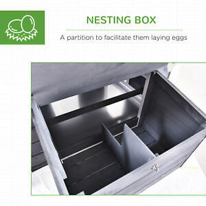 Deluxe Chicken Coop Small Animal Habitat w/ Outdoor Run Area Grey and White