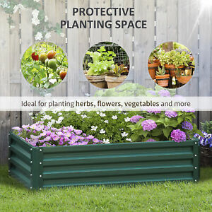 Raised Garden Bed Color Steel Planter Growing Box for Vegetables Flowers Green