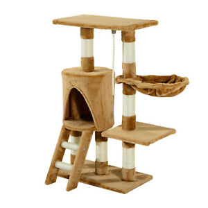 38” Cat Activity Tree Tower Kitten Center Scratching Pet Furniture Brown