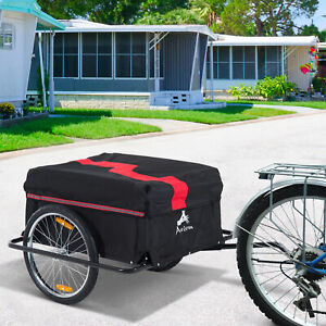 Folding Bike Cargo Trailer w/ Rain Cover Bicycle Large Carrier Cart Yard Patio